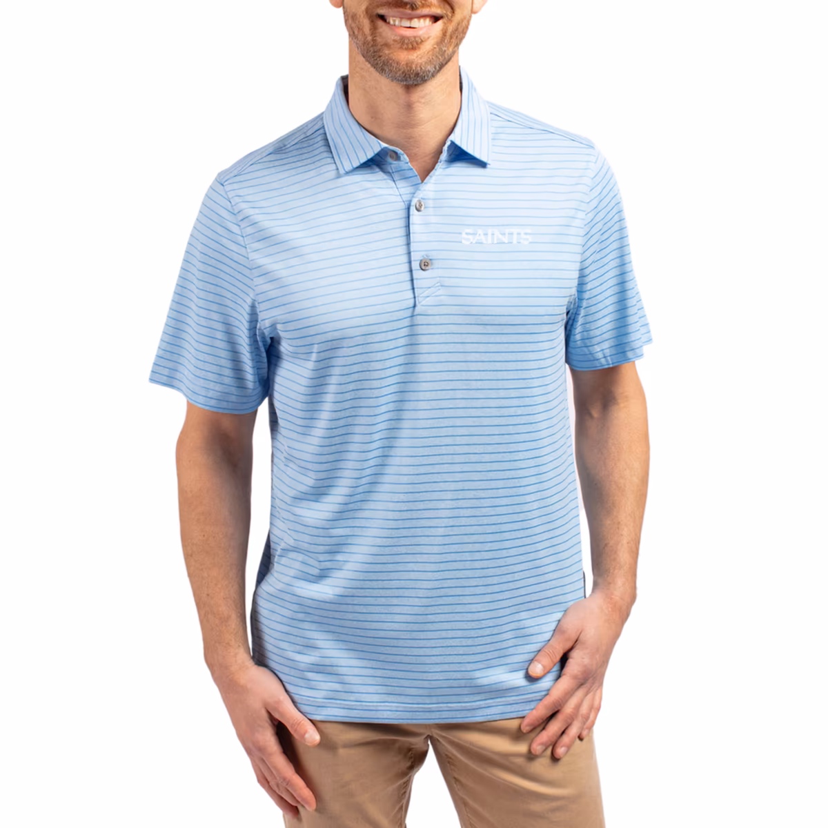 Men's Cutter & Buck Mint New Orleans Saints Forge Eco Heathered Stripe Stretch Recycled Polo