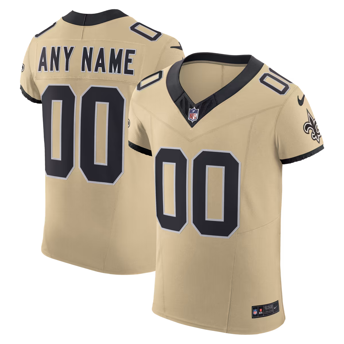 Men's Nike Gold New Orleans Saints Alternate Vapor F.U.S.E. Elite Custom Jersey