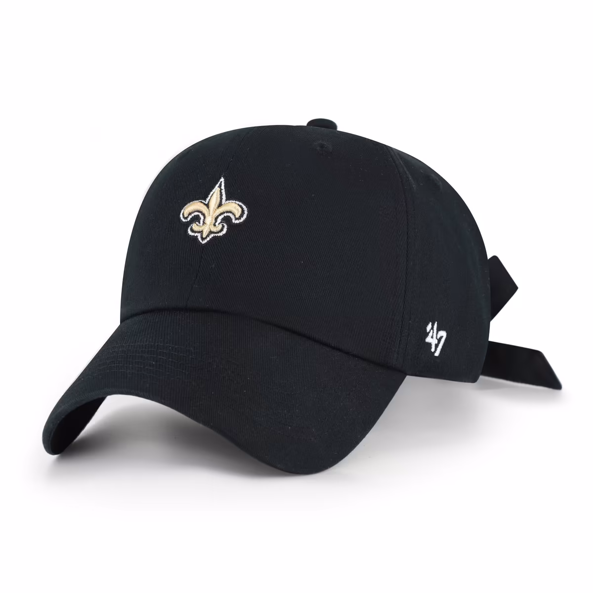 Women's '47 Black New Orleans Saints Bow Back Clean Up Adjustable Hat 2 Women's '47 Black New Orleans Saints Bow Back Clean Up Adjustable Hat