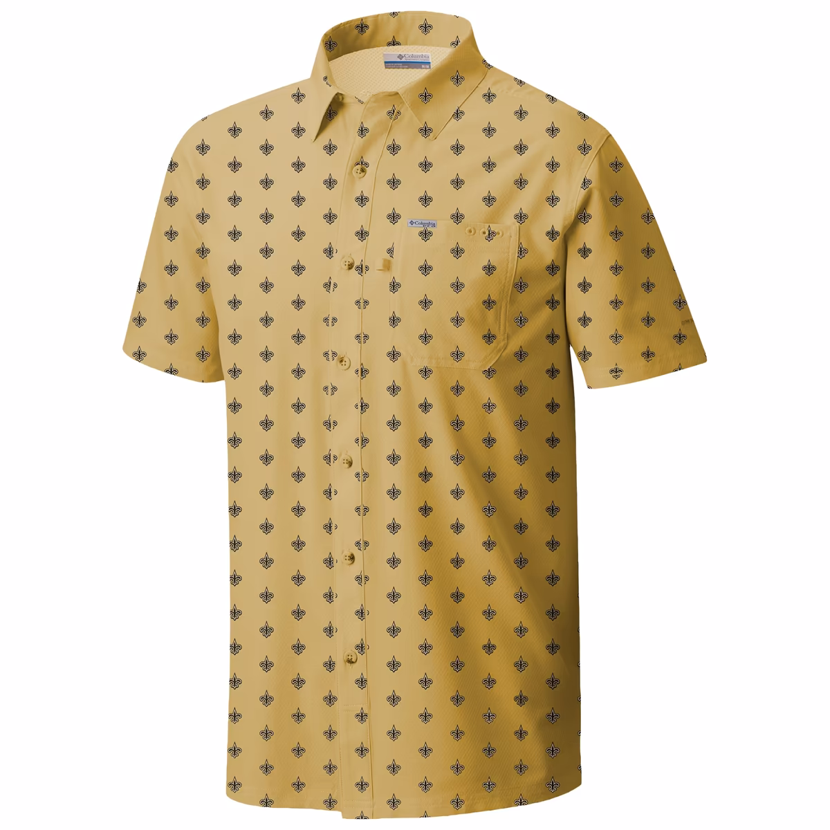 Men's Columbia Gold New Orleans Saints Super Slack Tide Omni-Wick Micro Print Button-Up Shirt 3 Men's Columbia Gold New Orleans Saints Super Slack Tide Omni-Wick Micro Print Button-Up Shirt