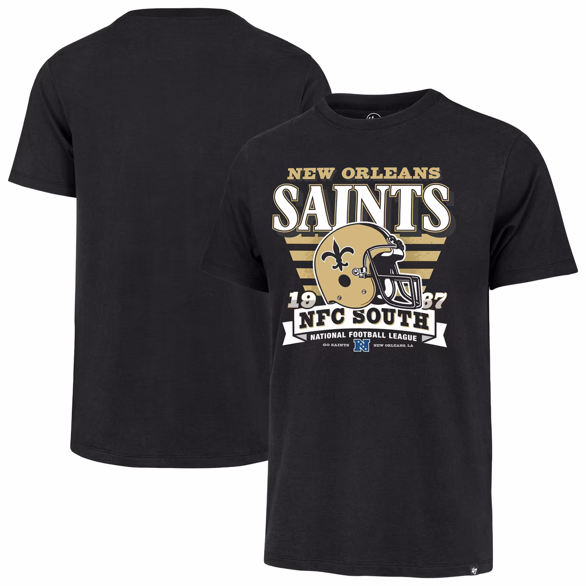 Men's '47 Black New Orleans Saints Stripe Splash Franklin Throwback T-Shirt 13 Men's '47 Black New Orleans Saints Stripe Splash Franklin Throwback T-Shirt