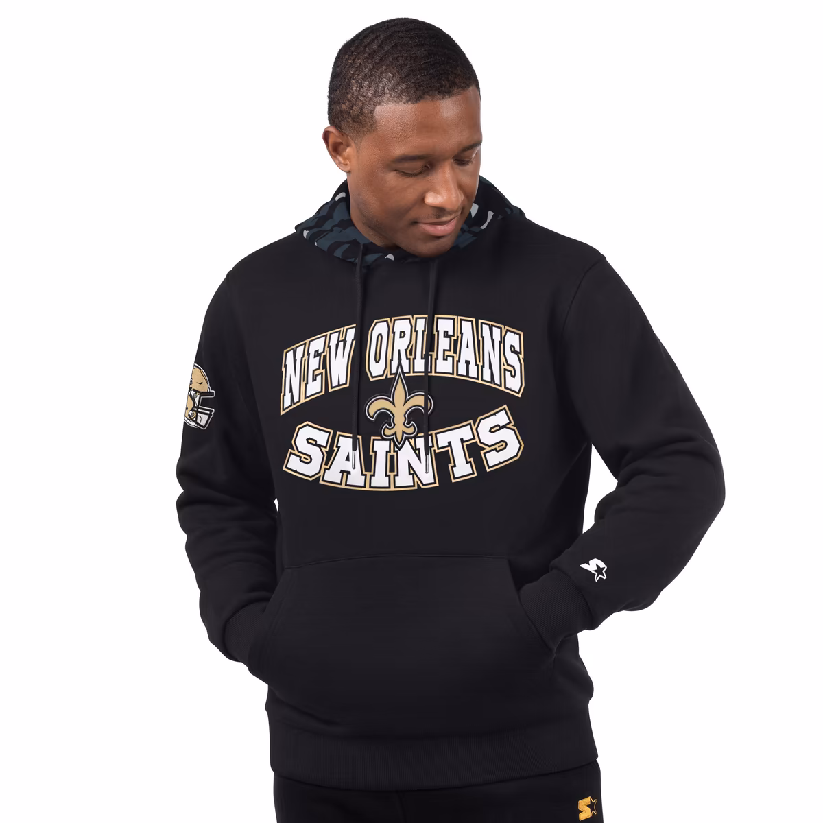 Men's Starter Black New Orleans Saints Thursday Night Gridiron Pullover Hoodie 12 Men's Starter Black New Orleans Saints Thursday Night Gridiron Pullover Hoodie