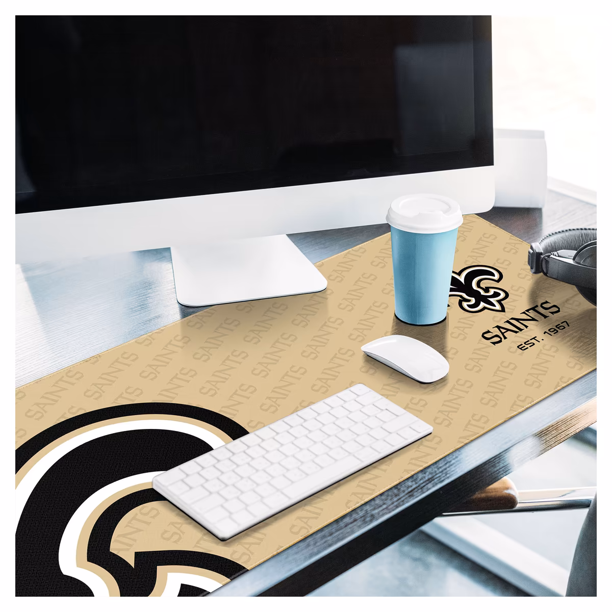 Fanpoint New Orleans Saints 15.7" x 35.4" Logo Series Desk Pad 4 Fanpoint New Orleans Saints 15.7" x 35.4" Logo Series Desk Pad