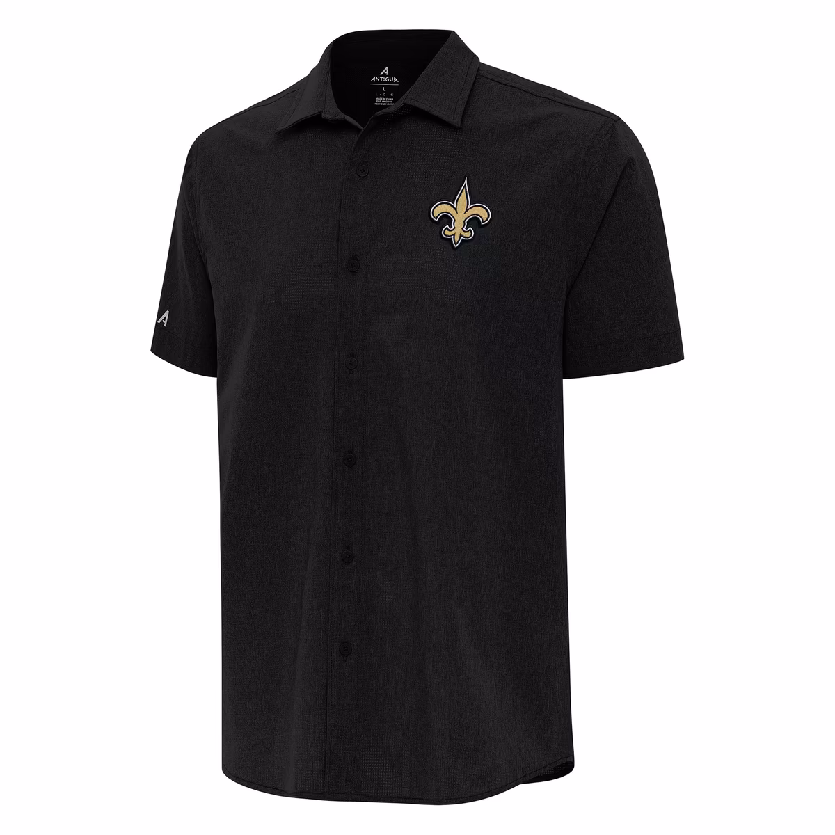 Men's Antigua Black New Orleans Saints Activate Woven Button-Up Shirt 3 Men's Antigua Black New Orleans Saints Activate Woven Button-Up Shirt