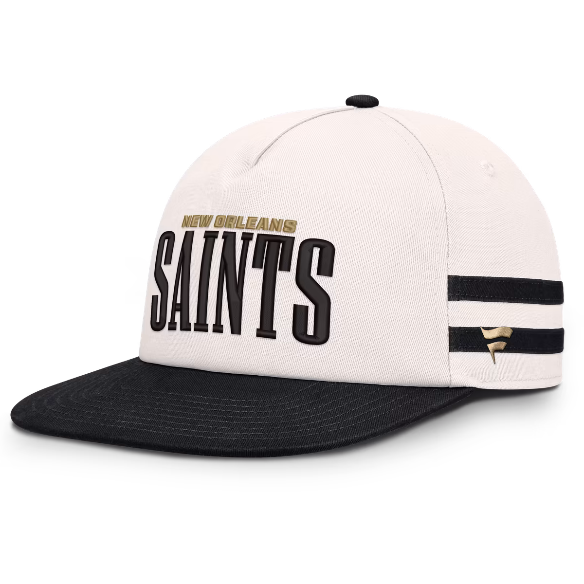 Men's Fanatics Cream/Black New Orleans Saints Heritage Doubleback Golfer Adjustable Hat