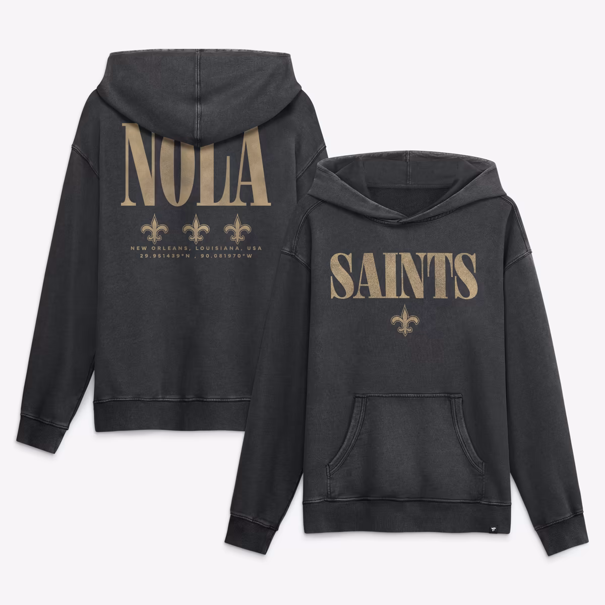 Men's Fanatics Black New Orleans Saints Relaxed Intense Rivalry French Terry Hoodie