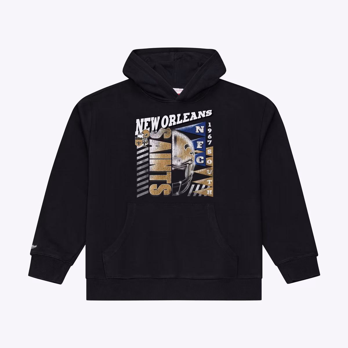 Men's Mitchell & Ness Black New Orleans Saints Core Essentials Street Graphic Fleece Hoodie 2 Men's Mitchell & Ness Black New Orleans Saints Core Essentials Street Graphic Fleece Hoodie