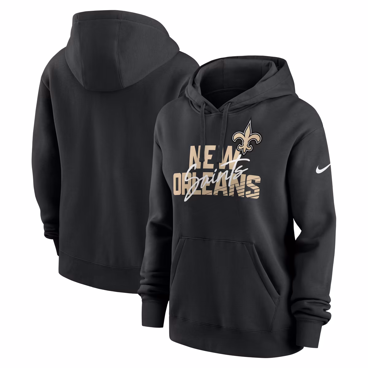 Women's Nike Black New Orleans Saints Wordmark Club Fleece Hoodie