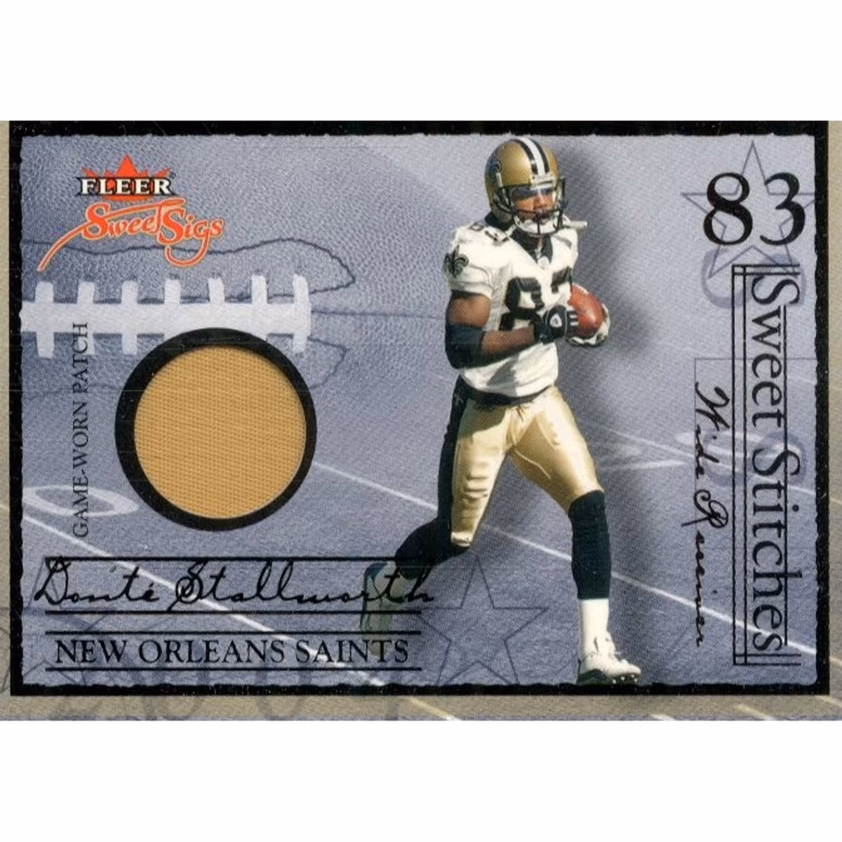2004 Fleer Sweet Sigs Sweet Stitches Jersey Patches Black #DS Donte Stallworth/42 9 2004 Fleer Sweet Sigs Sweet Stitches Jersey Patches Black #DS Donte Stallworth/42