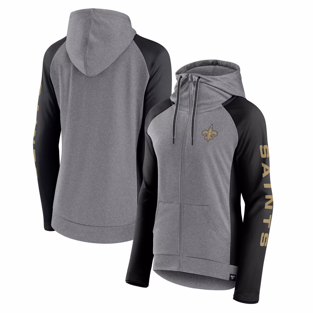 Women's Fanatics Heather Gray/College Black New Orleans Saints Blind Side Lightweight Full-Zip Hoodie 1 Women's Fanatics Heather Gray/College Black New Orleans Saints Blind Side Lightweight Full-Zip Hoodie