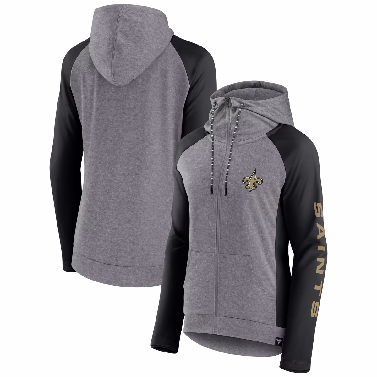 Women's Fanatics Heather Gray/College Black New Orleans Saints Blind Side Lightweight Full-Zip Hoodie 2 Women's Fanatics Heather Gray/College Black New Orleans Saints Blind Side Lightweight Full-Zip Hoodie