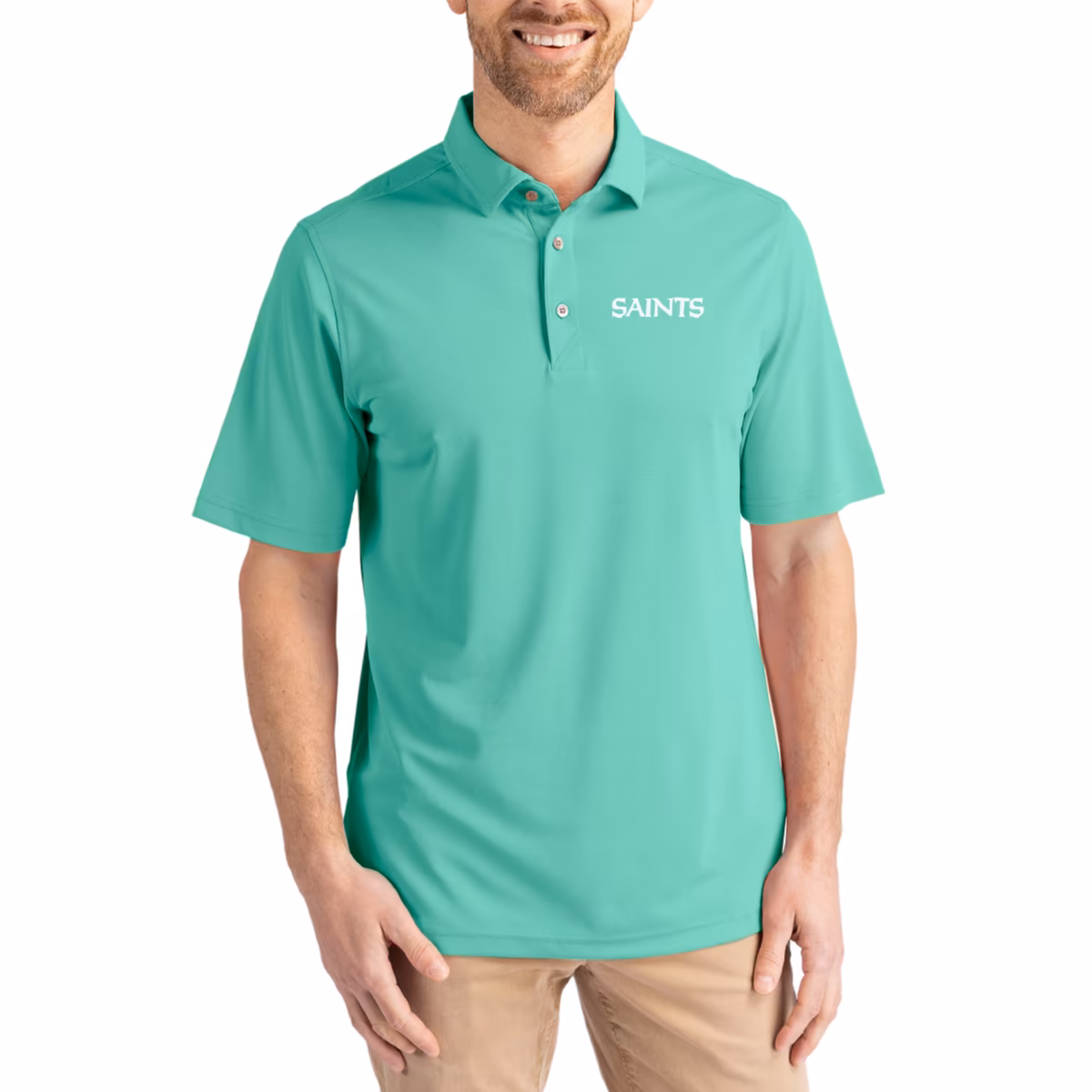 Men's Cutter & Buck Green New Orleans Saints Virtue Eco Pique Recycled Polo 2 Men's Cutter & Buck Green New Orleans Saints Virtue Eco Pique Recycled Polo