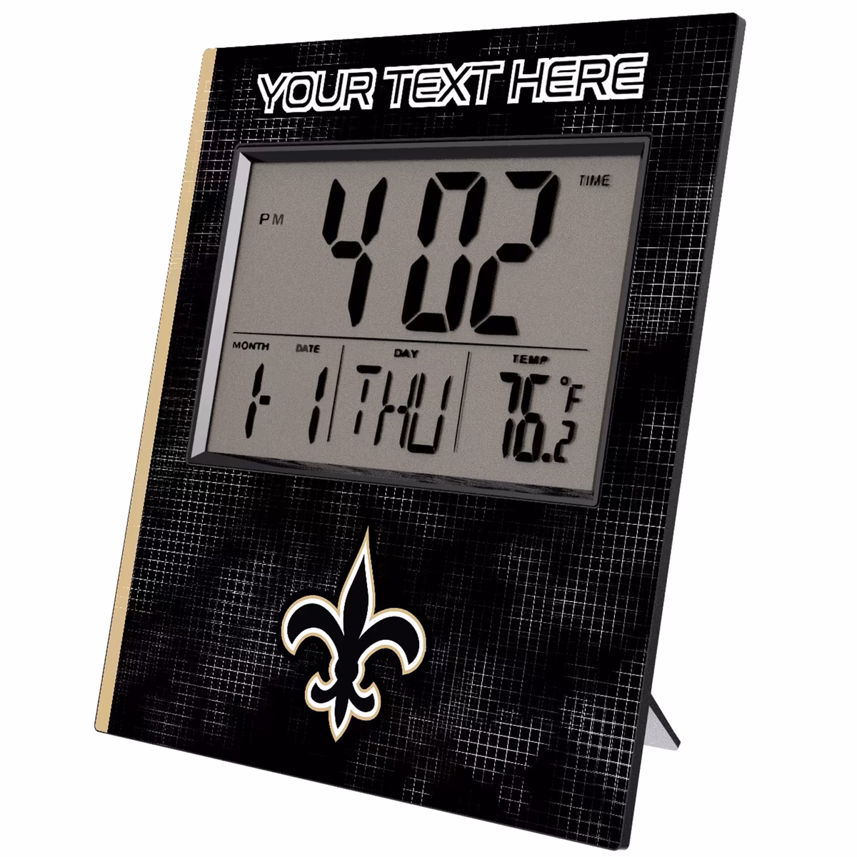 Keyscaper New Orleans Saints Cross Hatch Personalized Digital Desk Clock