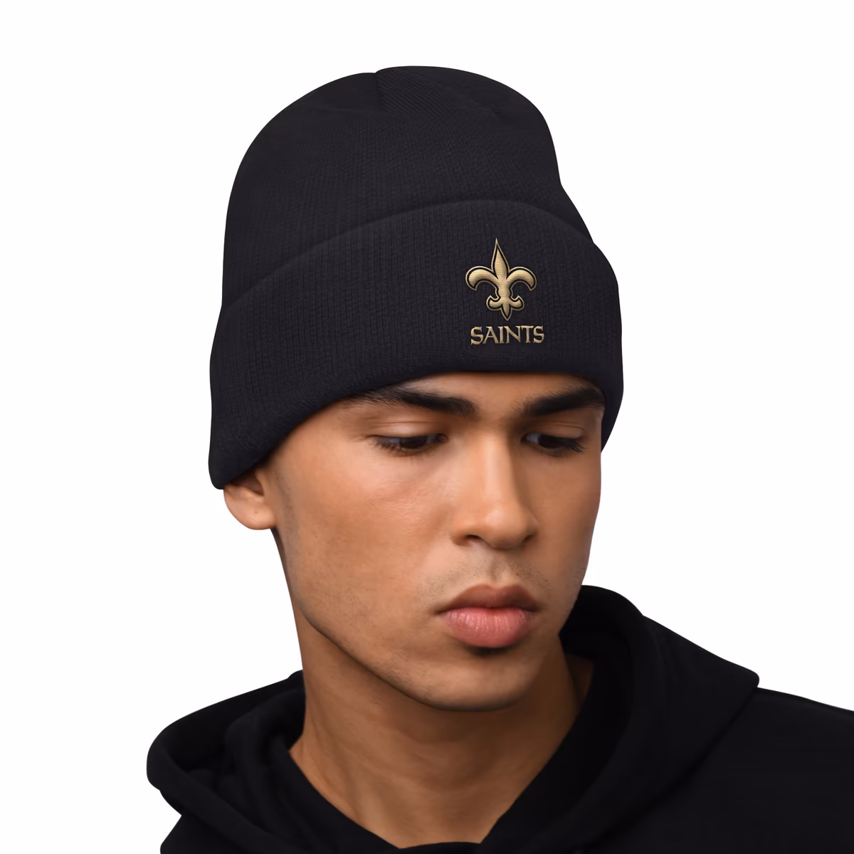 Men's Starter Black New Orleans Saints Hoodie and Cuffed Knit Hat Combo Pack 5 Men's Starter Black New Orleans Saints Hoodie and Cuffed Knit Hat Combo Pack