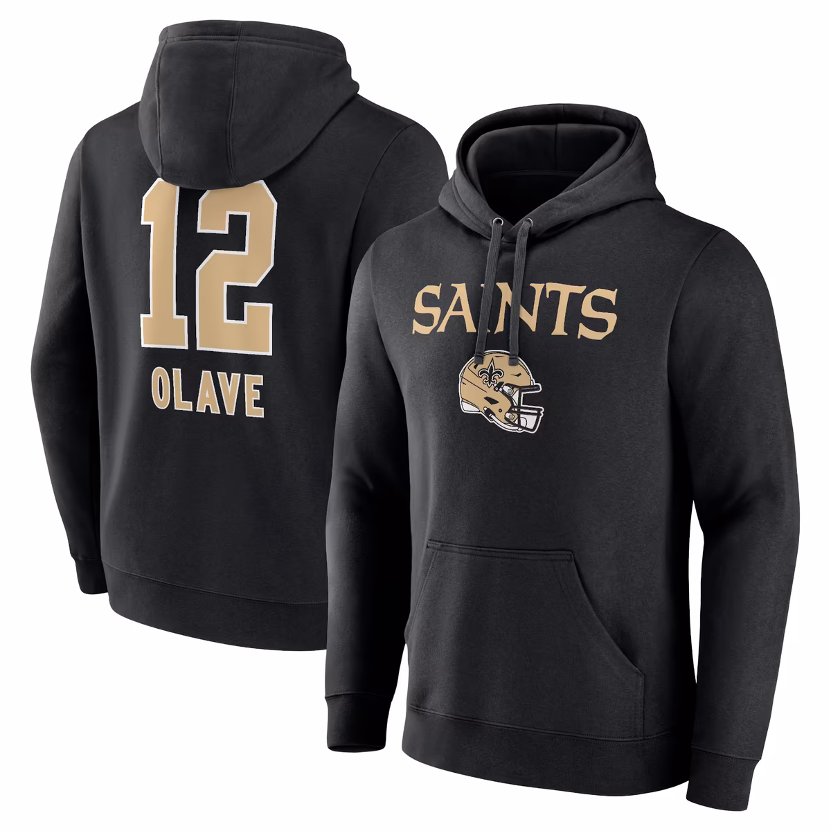 Men's Chris Olave Black New Orleans Saints Team Wordmark Player Name & Number Pullover Hoodie 8 Men's Chris Olave Black New Orleans Saints Team Wordmark Player Name & Number Pullover Hoodie