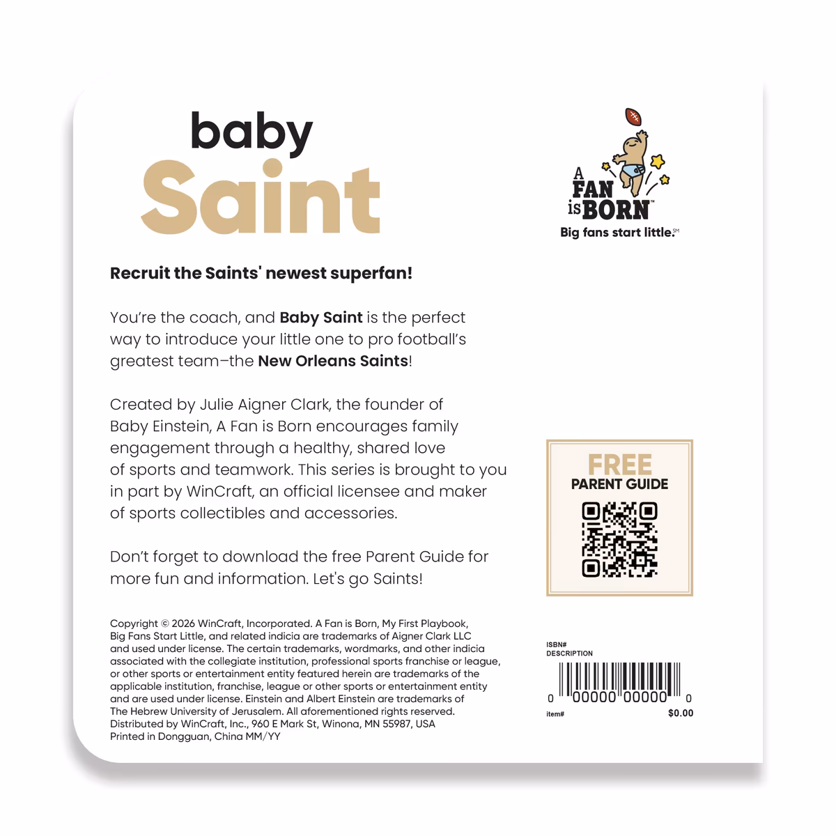 Toddler WinCraft New Orleans Saints A Fan Is Born Baby Board Book 4 Toddler WinCraft New Orleans Saints A Fan Is Born Baby Board Book