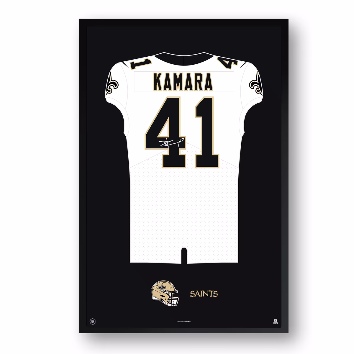 Alvin Kamara New Orleans Saints 14" x 20" Framed Jersey Print 2 Alvin Kamara New Orleans Saints 14" x 20" Framed Jersey Print