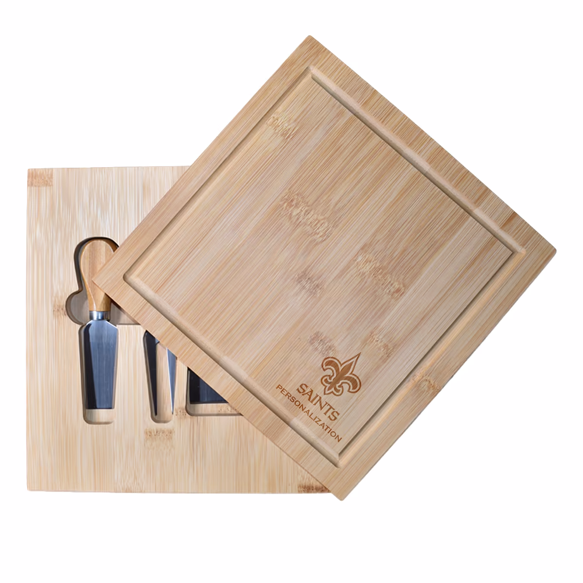 New Orleans Saints Customized Bamboo Cutting Board with Utensils