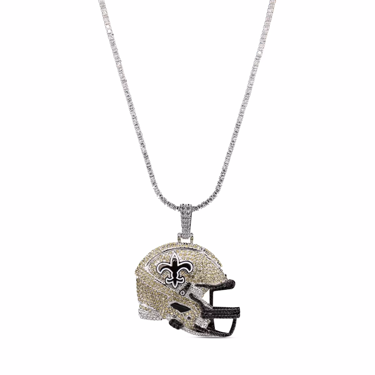 GLD New Orleans Saints 14K White Gold Logo Pendant & 20" Tennis Chain 6 GLD New Orleans Saints 14K White Gold Logo Pendant & 20" Tennis Chain