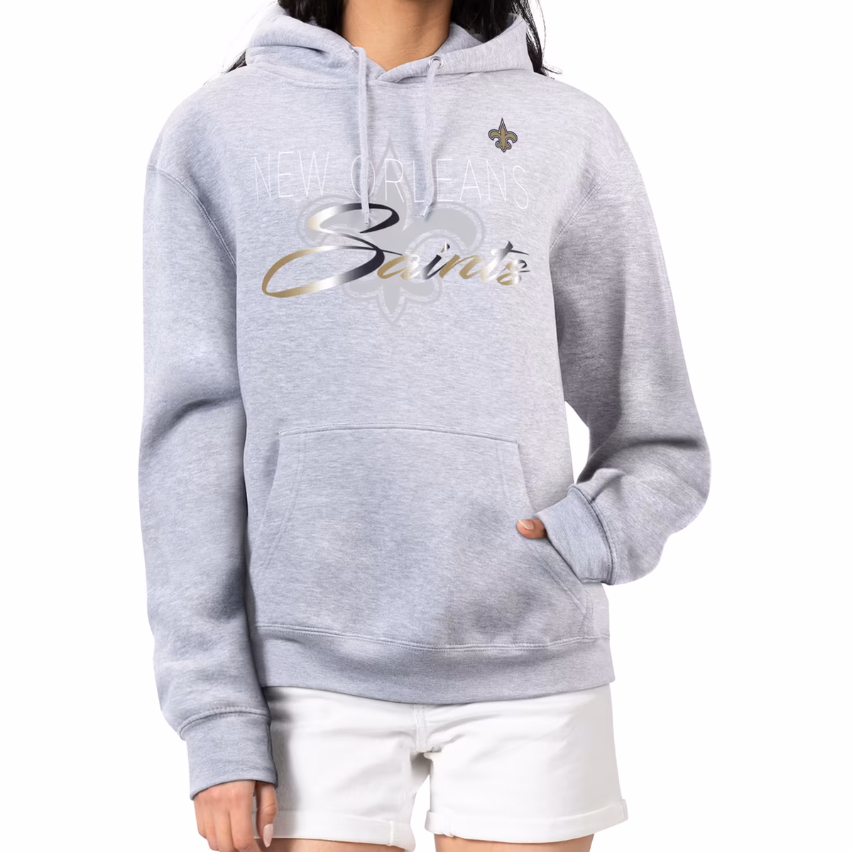 Women's G-III 4Her by Carl Banks Gray New Orleans Saints Shadow Logo Fleece Pullover Hoodie 17 Women's G-III 4Her by Carl Banks Gray New Orleans Saints Shadow Logo Fleece Pullover Hoodie