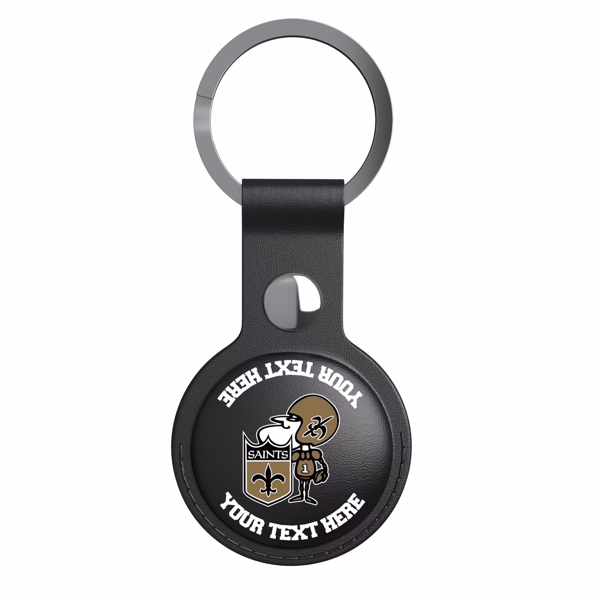 Keyscaper New Orleans Saints Personalized Black Leatherette AirTag Holder