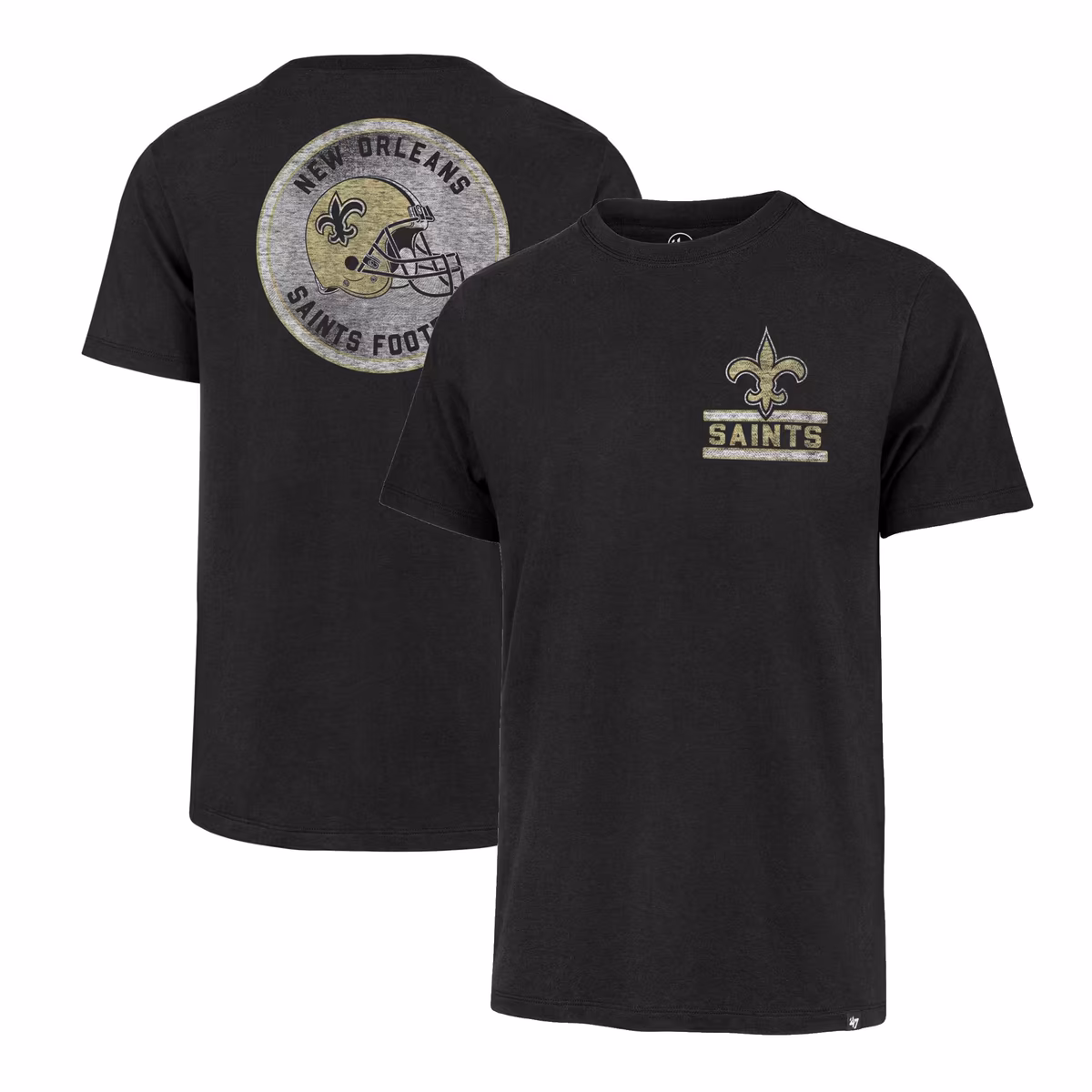 Men's '47 Black New Orleans Saints Open Field Franklin T-Shirt 2 Men's '47 Black New Orleans Saints Open Field Franklin T-Shirt