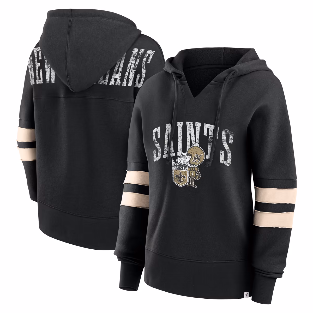 Women's Fanatics Black New Orleans Saints Bold Move Dolman V-Neck Hip HIp Hoodie 2 Women's Fanatics Black New Orleans Saints Bold Move Dolman V-Neck Hip HIp Hoodie