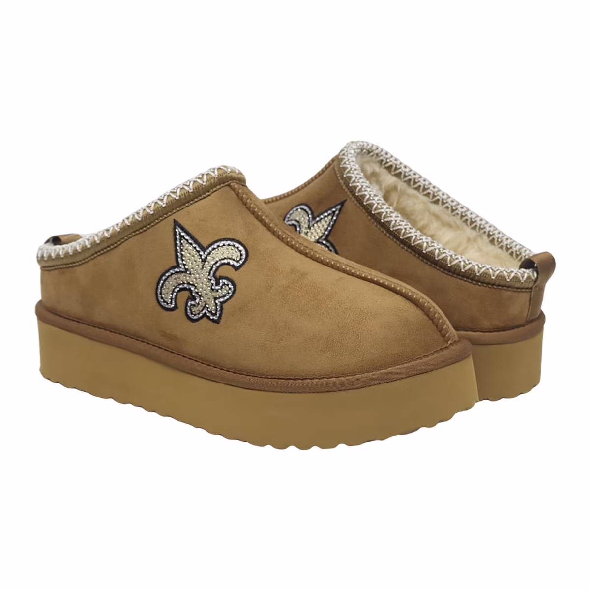 Women's FABGATING by Cuce Tan New Orleans Saints Chestnut Slip On Boots with Crystal Logo 3 Women's FABGATING by Cuce Tan New Orleans Saints Chestnut Slip On Boots with Crystal Logo
