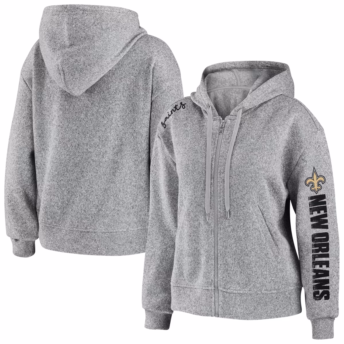 Women's WEAR by Erin Andrews Heathered Gray New Orleans Saints Full-Zip Hoodie 15 Women's WEAR by Erin Andrews Heathered Gray New Orleans Saints Full-Zip Hoodie