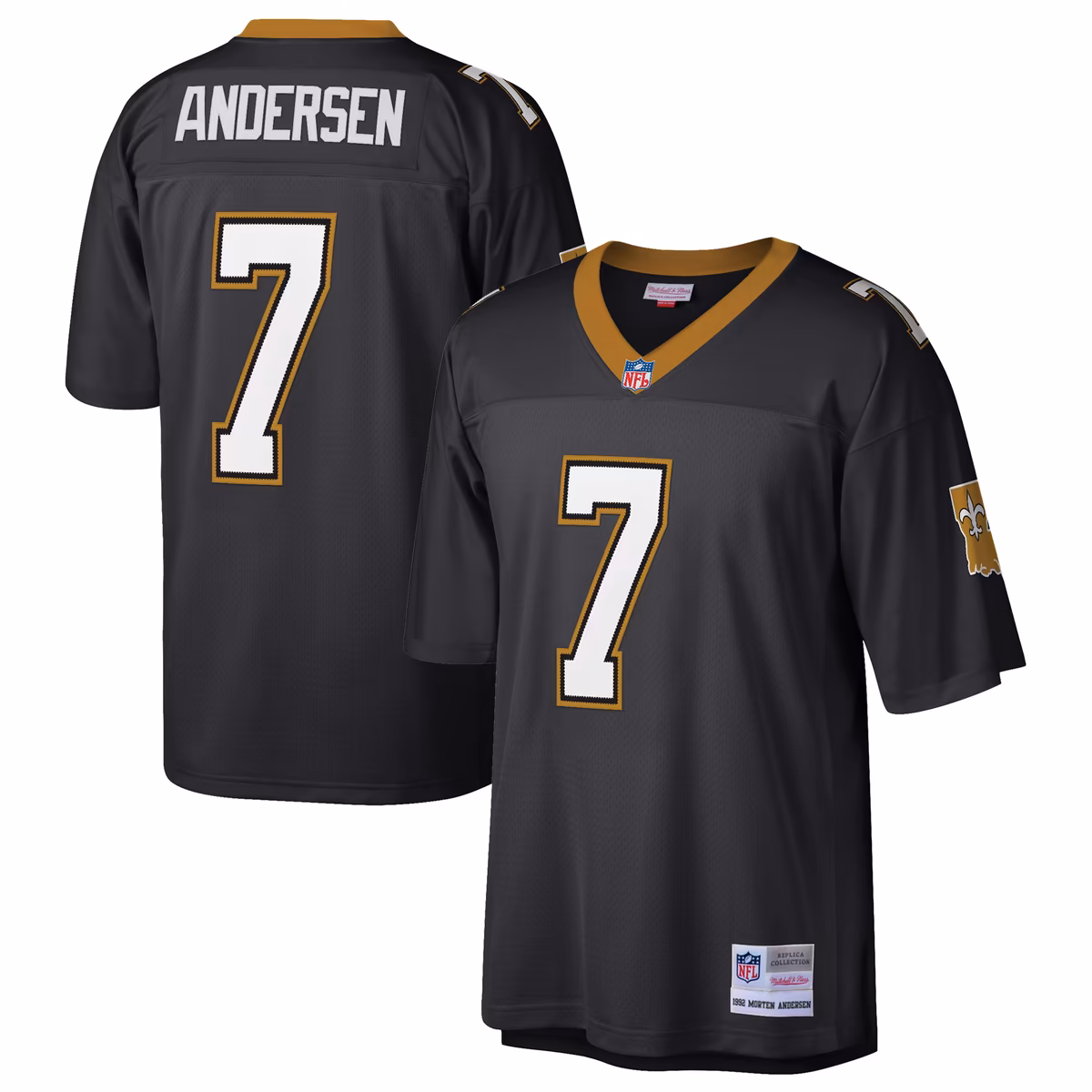 Men's Mitchell & Ness Morten Andersen Black New Orleans Saints Retired Player Legacy Replica Jersey 1 Men's Mitchell & Ness Morten Andersen Black New Orleans Saints Retired Player Legacy Replica Jersey