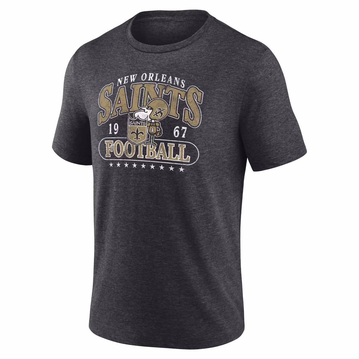 Men's Fanatics Heather Charcoal New Orleans Saints Official Retro Tri-Blend T-Shirt 3 Men's Fanatics Heather Charcoal New Orleans Saints Official Retro Tri-Blend T-Shirt