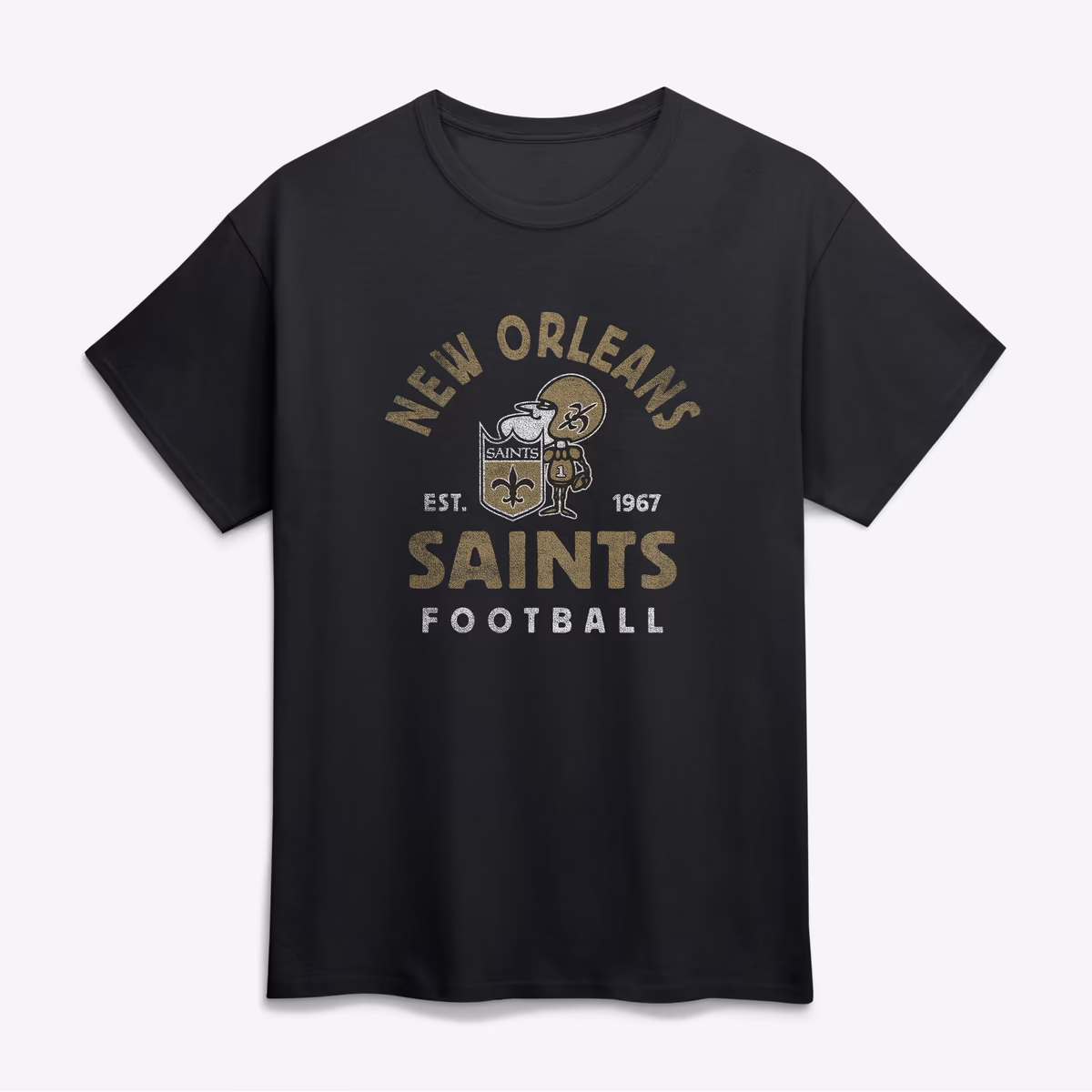 Men's Logo Athletic Black New Orleans Saints Vintage Arch T-Shirt 1 Men's Logo Athletic Black New Orleans Saints Vintage Arch T-Shirt