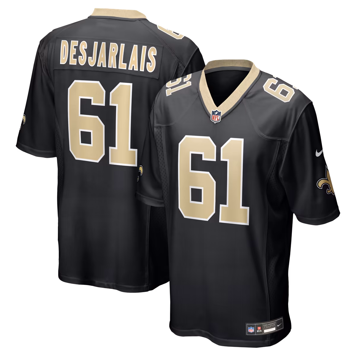 Men's Nike Drew Desjarlais Black New Orleans Saints Game Player Jersey 9 Men's Nike Drew Desjarlais Black New Orleans Saints Game Player Jersey