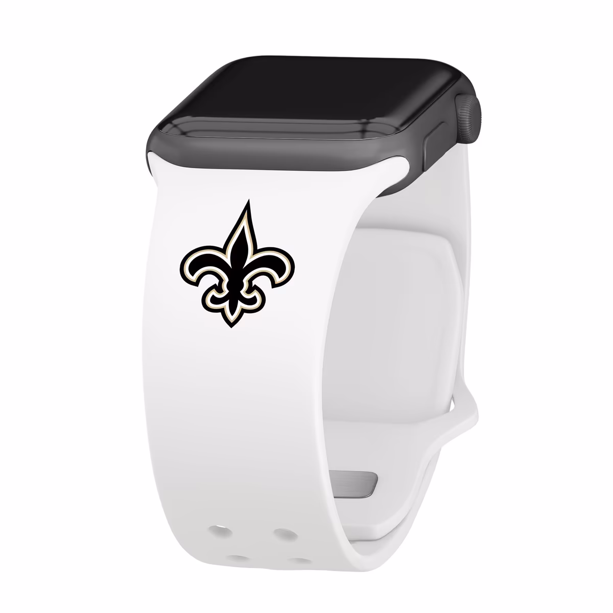 White New Orleans Saints Logo Silicone Apple Watch Band