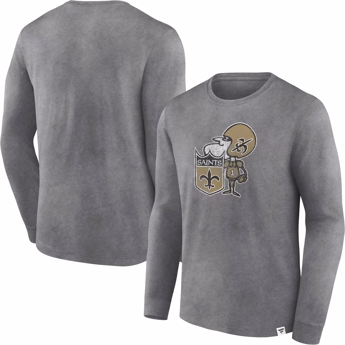 Men's Fanatics Heather Charcoal New Orleans Saints Washed Primary Long Sleeve T-Shirt 14 Men's Fanatics Heather Charcoal New Orleans Saints Washed Primary Long Sleeve T-Shirt
