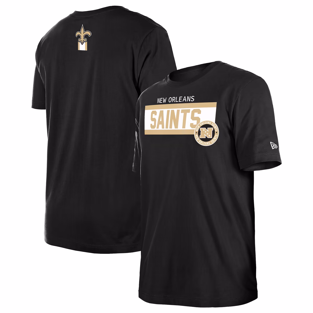 Men's New Era Black New Orleans Saints 3rd Down High Density Print T-Shirt 1 Men's New Era Black New Orleans Saints 3rd Down High Density Print T-Shirt