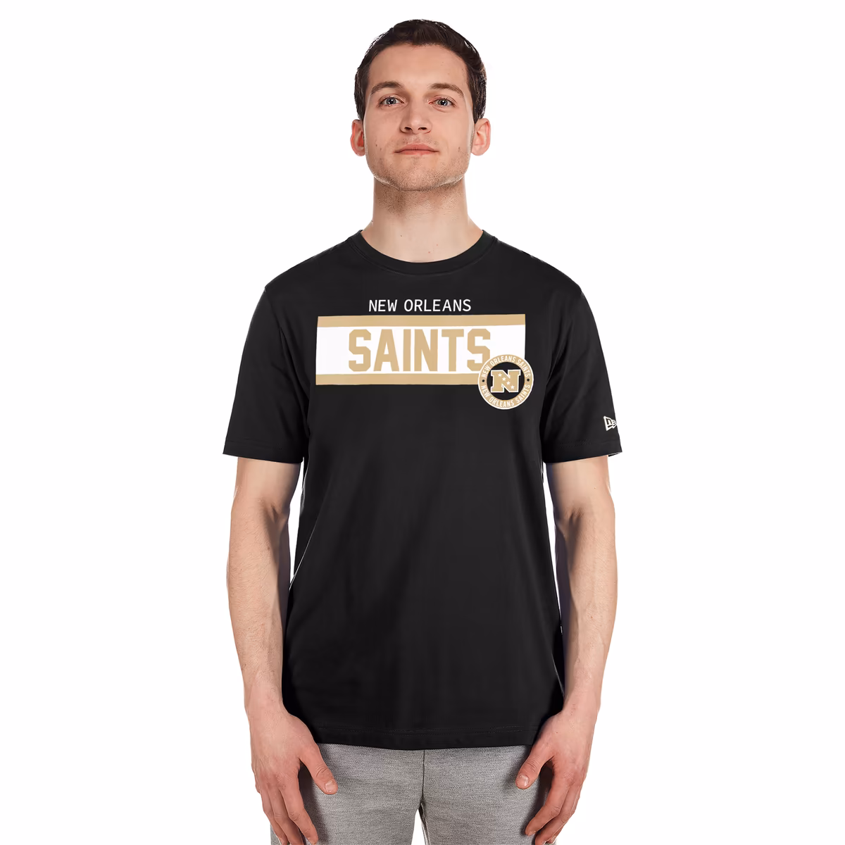 Men's New Era Black New Orleans Saints 3rd Down High Density Print T-Shirt 5 Men's New Era Black New Orleans Saints 3rd Down High Density Print T-Shirt