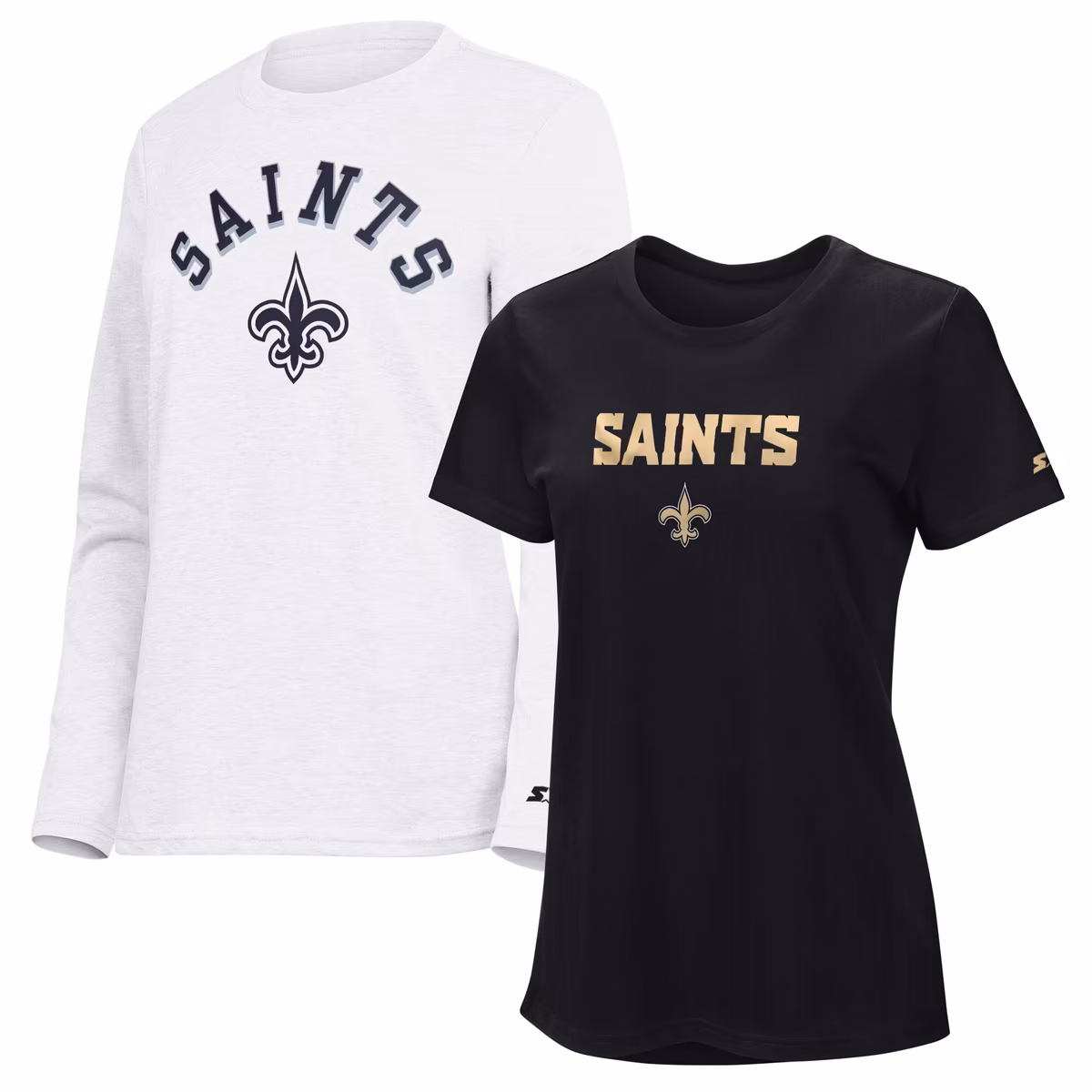 Women's Starter  Black/Ash New Orleans Saints Short Sleeve & Long Sleeve T-Shirt Combo Pack