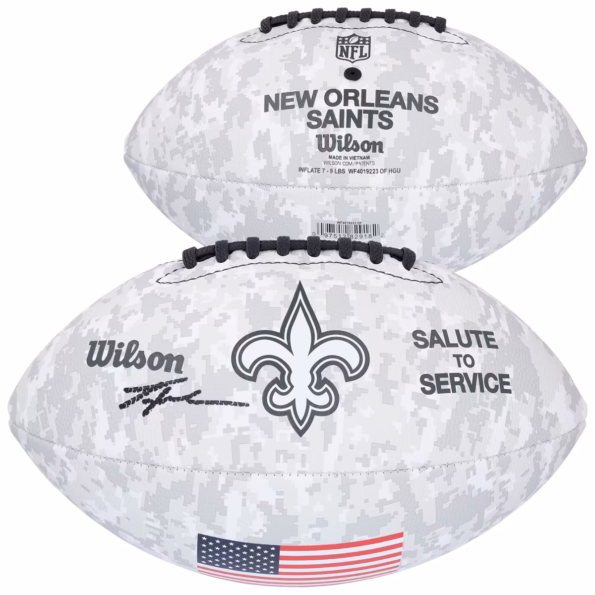 Tyler Shough New Orleans Saints Autographed 2024 Salute To Service Wilson Football
