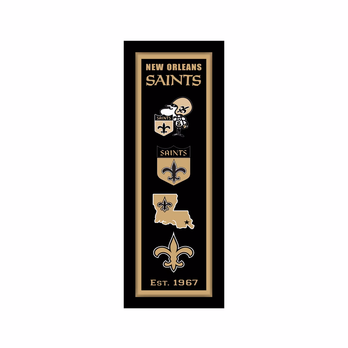New Orleans Saints 8" x 26" Team Logo Heritage Framed Wall Art