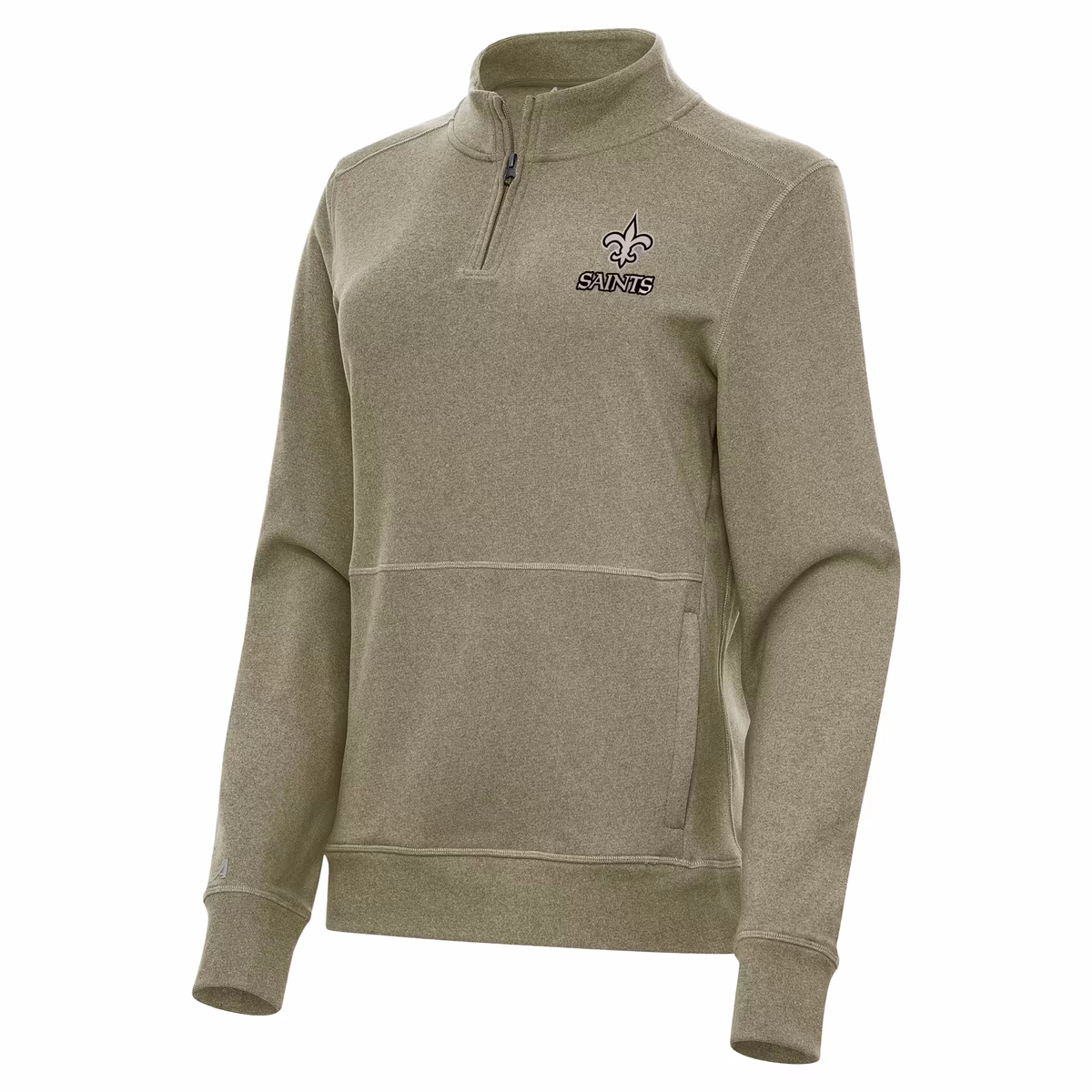 Women's Antigua Olive New Orleans Saints Crush Quarter-Zip Top 4 Women's Antigua Olive New Orleans Saints Crush Quarter-Zip Top