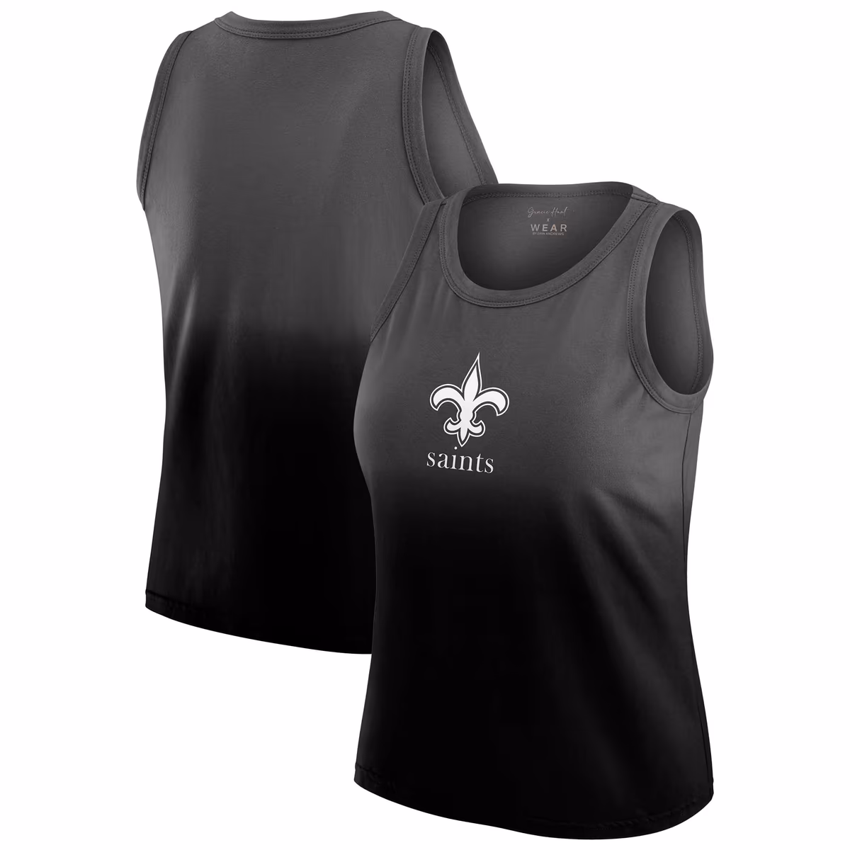 Women's WEAR by Erin Andrews x Gracie Hunt Black New Orleans Saints Ombre Tank Top 5 Women's WEAR by Erin Andrews x Gracie Hunt Black New Orleans Saints Ombre Tank Top