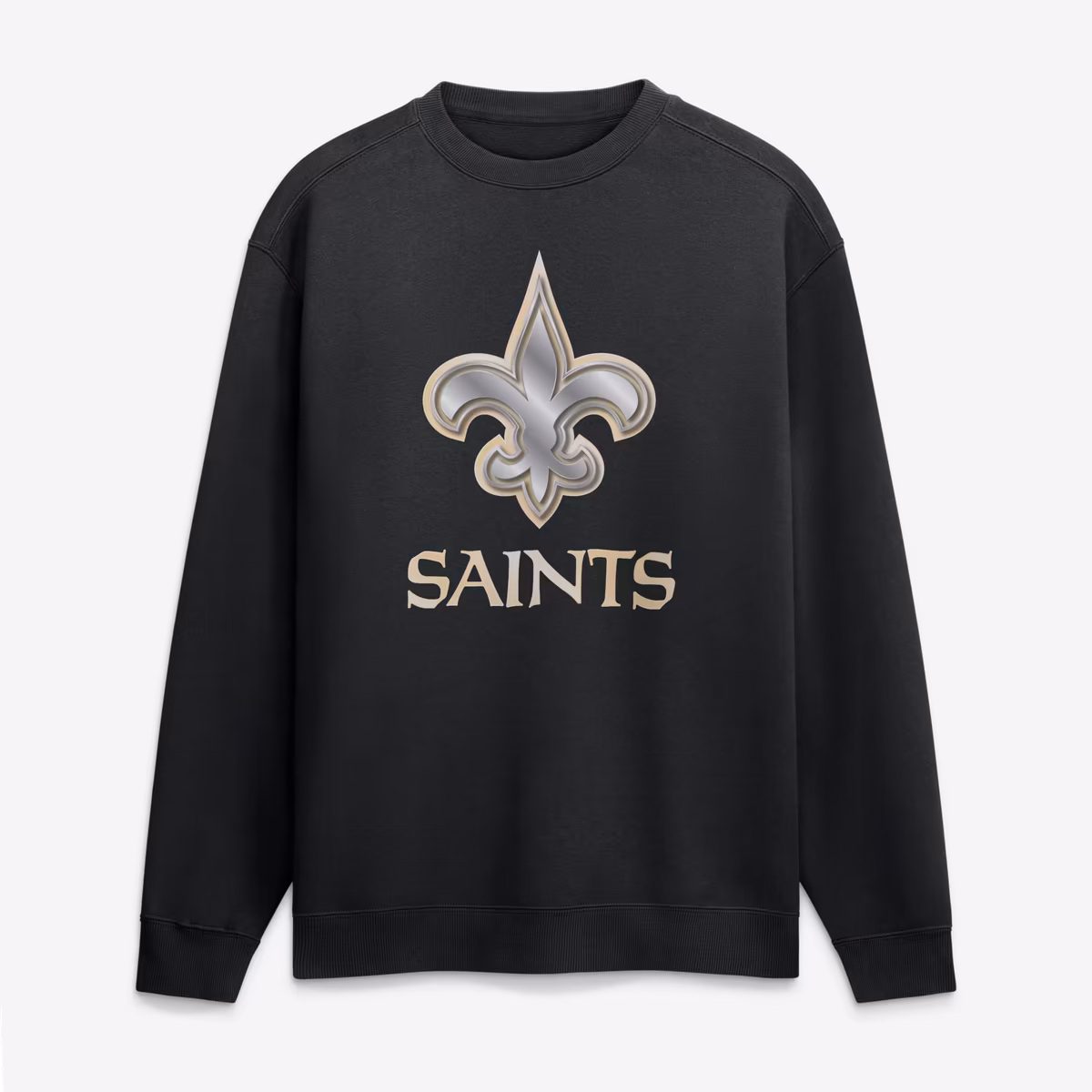 Men's Black New Orleans Saints Metallic Mascot Sweatshirt 4 Men's Black New Orleans Saints Metallic Mascot Sweatshirt