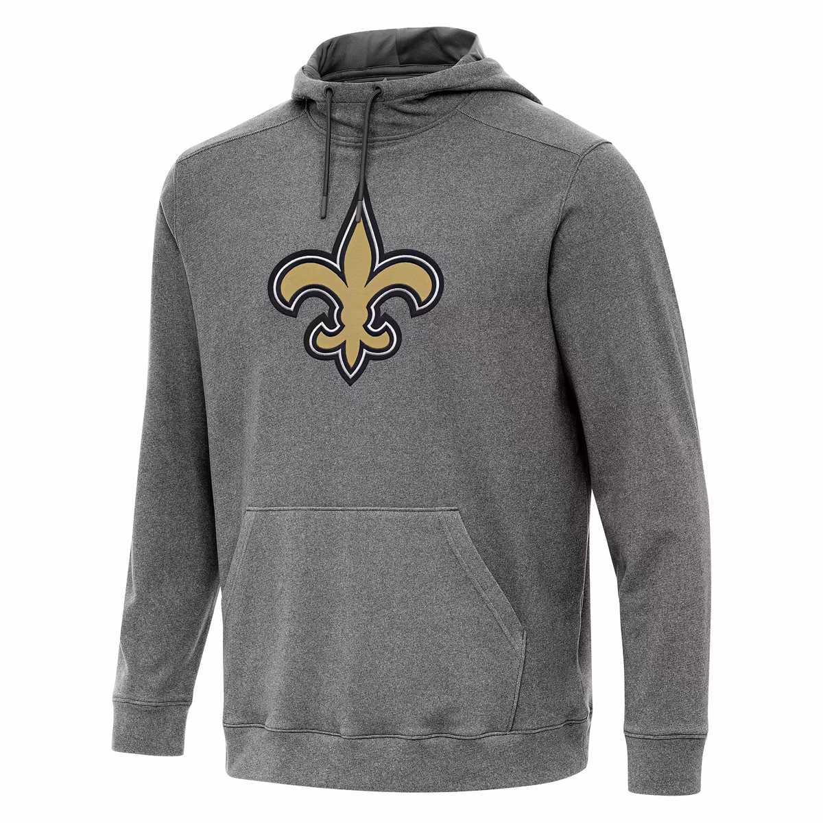 Men's Antigua Heather Black New Orleans Saints Cloud Pullover Hoodie