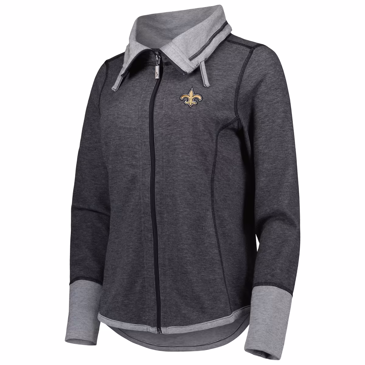 Women's Tommy Bahama Heathered Black New Orleans Saints Sport Sun Fade Full-Zip Sweatshirt 3 Women's Tommy Bahama Heathered Black New Orleans Saints Sport Sun Fade Full-Zip Sweatshirt