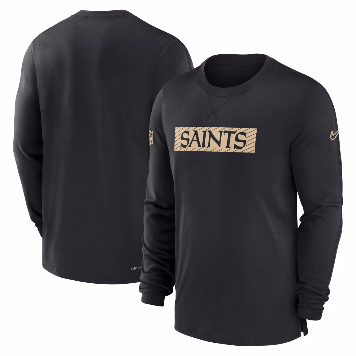 Men's Nike Black New Orleans Saints Sideline Player Performance Long Sleeve T-Shirt 2 Men's Nike Black New Orleans Saints Sideline Player Performance Long Sleeve T-Shirt