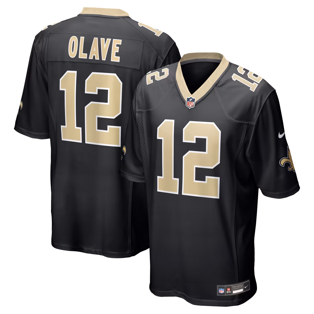 Men's Nike Chris Olave Black New Orleans Saints Player Game Jersey 12 Men's Nike Chris Olave Black New Orleans Saints Player Game Jersey