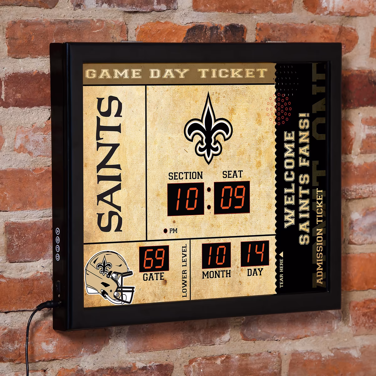 New Orleans Saints 15" x 19" Bluetooth Scoreboard Wall Clock 9 New Orleans Saints 15" x 19" Bluetooth Scoreboard Wall Clock