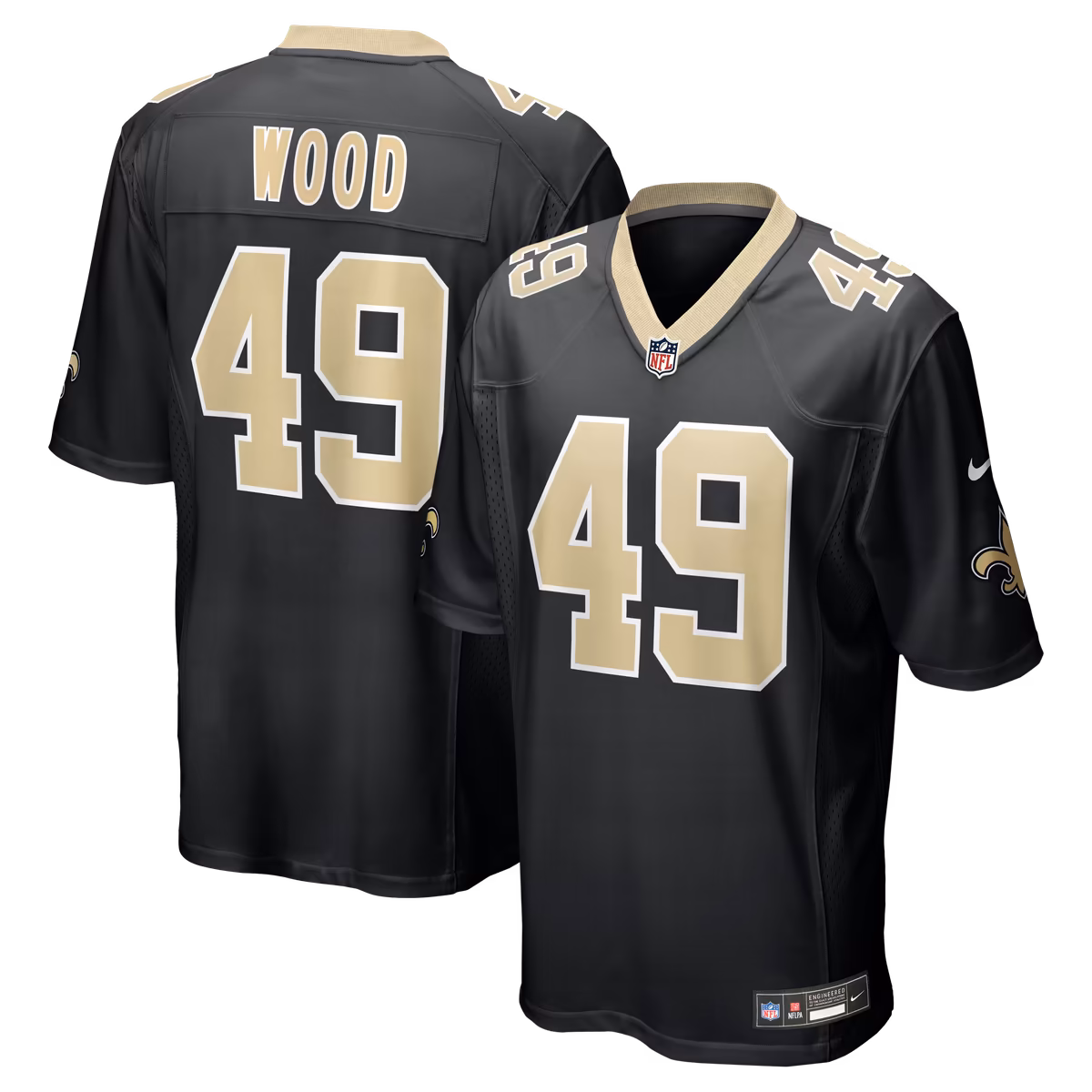 Men's Nike Zach Wood Black New Orleans Saints Game Jersey 2 Men's Nike Zach Wood Black New Orleans Saints Game Jersey