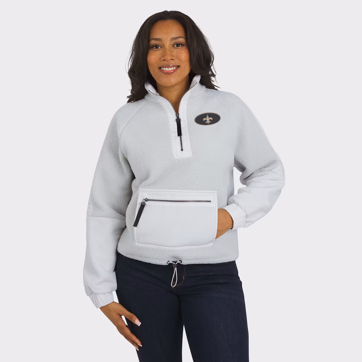 Women's WEAR by Erin Andrews White New Orleans Saints Polar Fleece Half-Zip Jacket 5 Women's WEAR by Erin Andrews White New Orleans Saints Polar Fleece Half-Zip Jacket